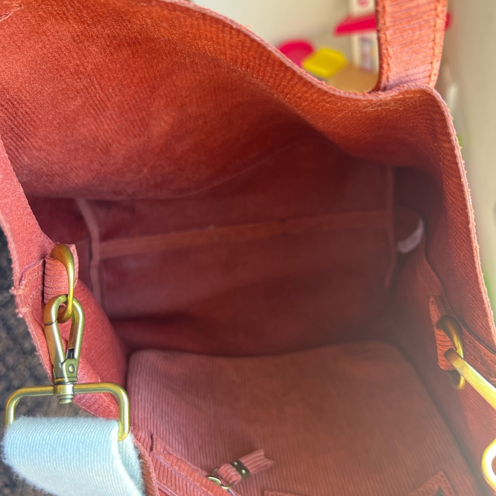Madewell Orange Transport Italian Corduroy Suede Tote Bag - Picture 6 of 7